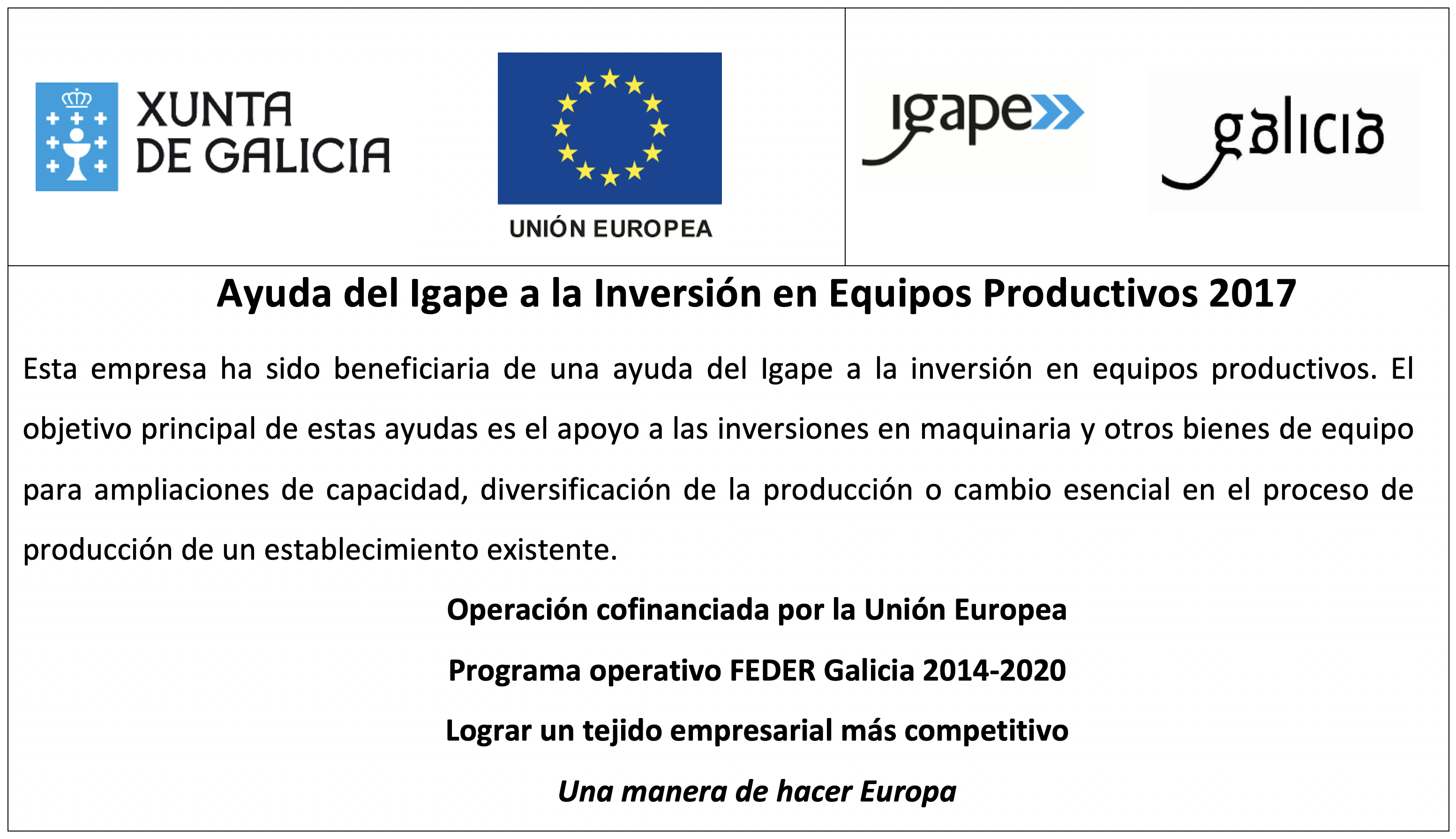 Foto Ayuda del Igape a la inversión en equipos productivos 2017