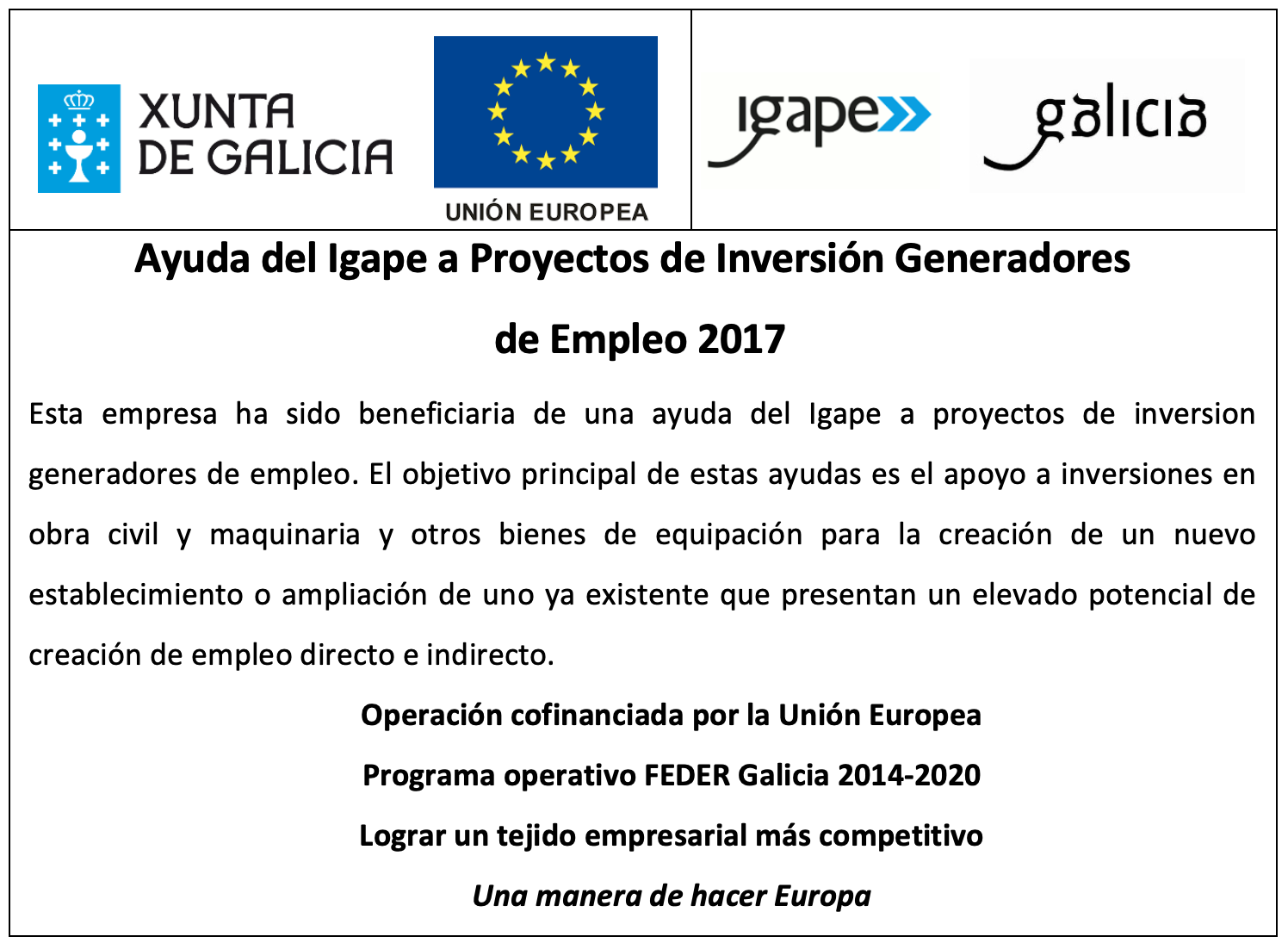 Foto Ayuda del Igape a Proyectos de Investigación Generadores de Empleo 2017